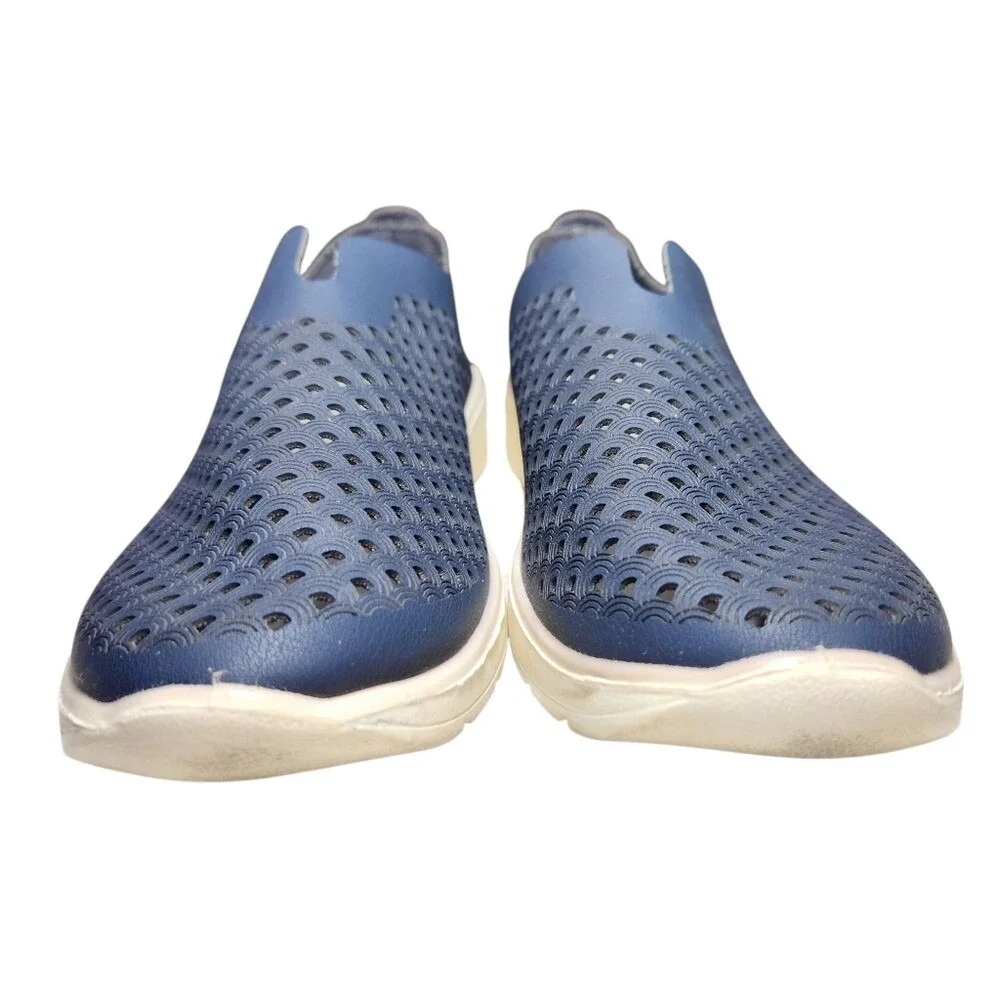 Spring Step Flexus Centrics Slip On Shoe Sneaker Vegan Leather Navy Blue Foam 40